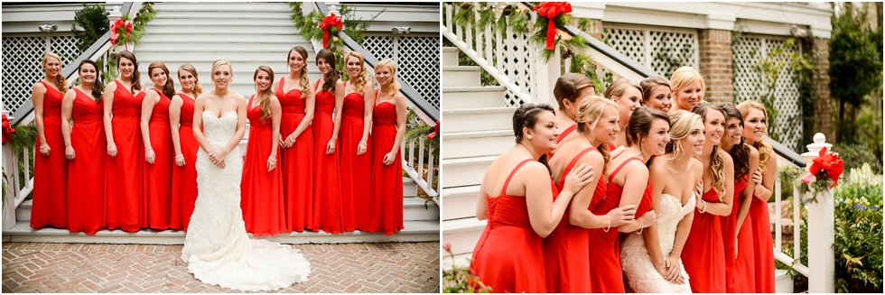 Red Bridesmaids dresses, Christmas Wedding