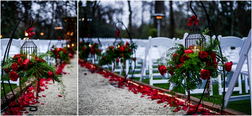 Red Roses, Rose petal Aisle, Night Wedding